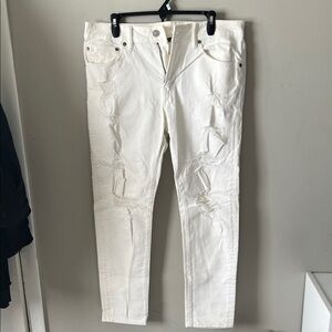 American Eagle Outfitters White Distressed Skinny Mens Jeans
